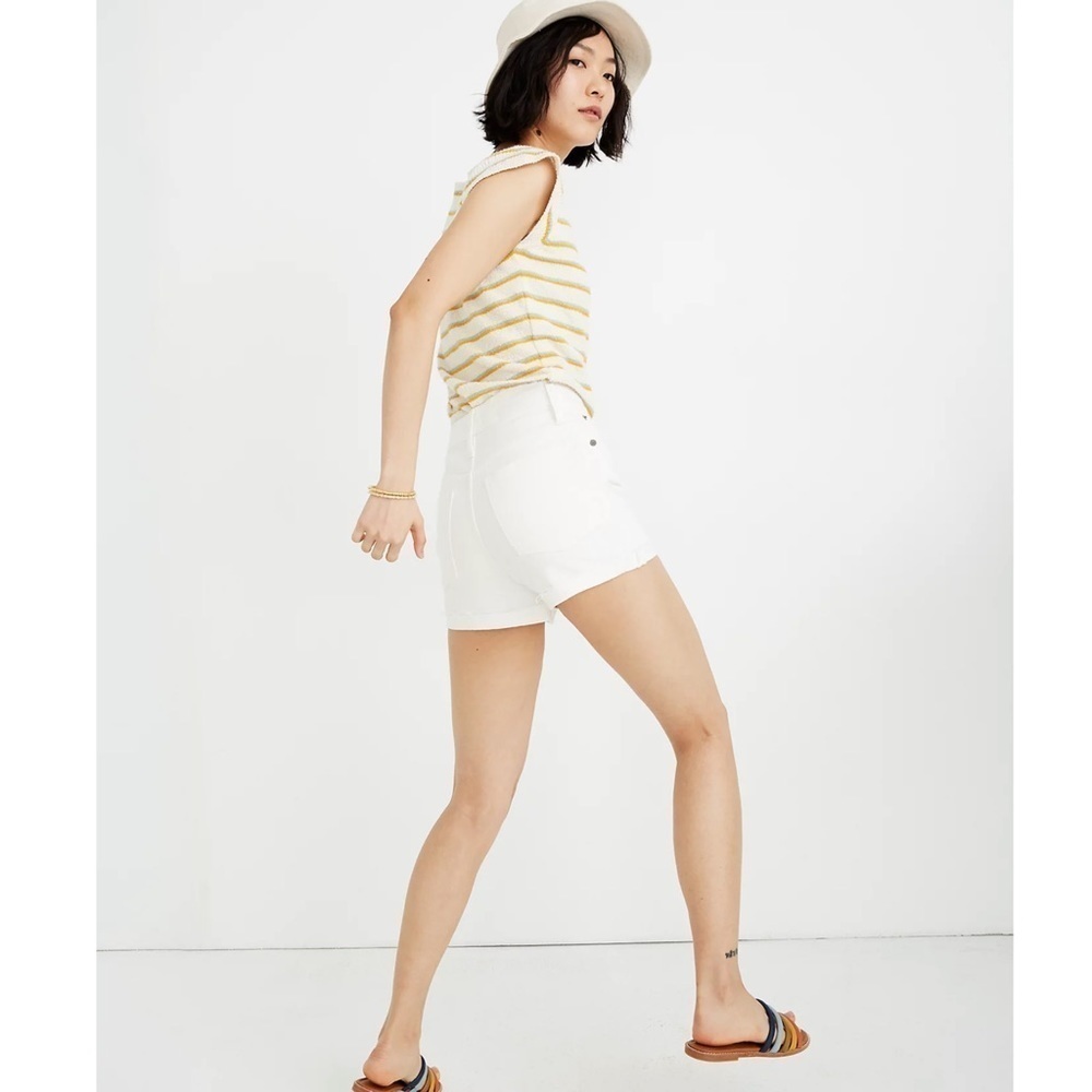 MADEWELL High-Rise Denim Shorts in Tile White size27